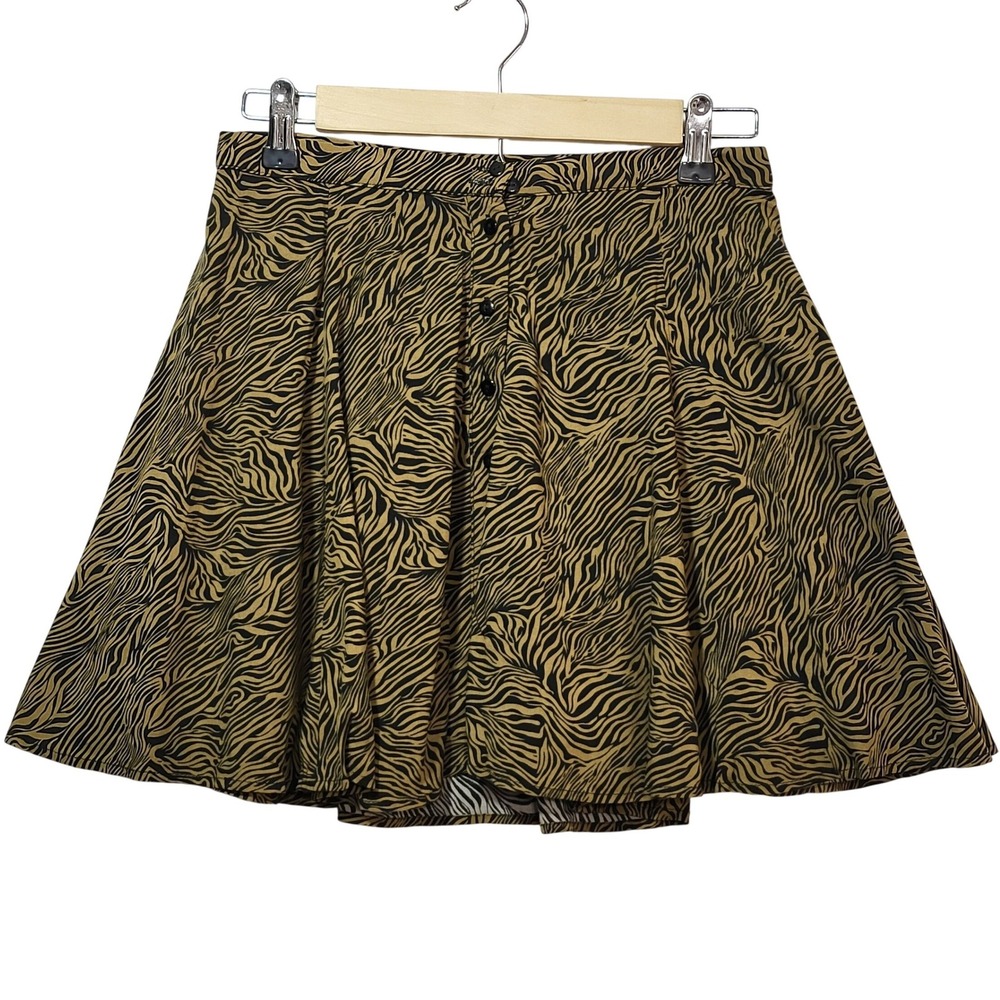 Urban Outfitters Zebra Print Button Front Mini Skirt Brown Black Small NEW - Picture 1 of 9